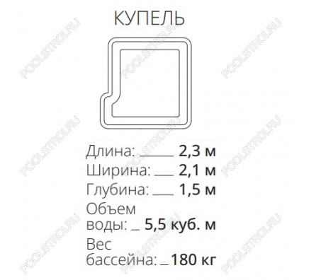 Композитный бассейн Купель ECOLINE (2.3х2.1х1.5м)
