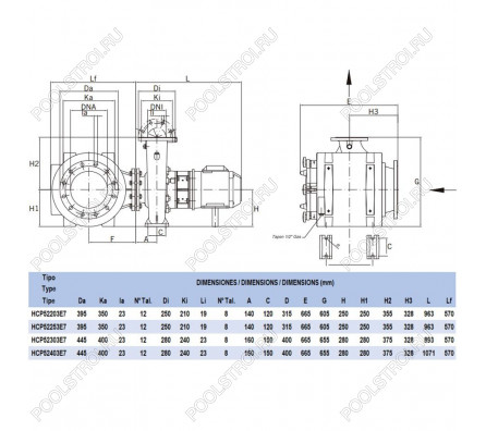 Насос для бассейна Hayward HCP52403E7 (487м³/ч 29.42кВт 380В)